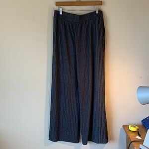 AnyBody Womens Brush Cozy Rib Knit Wide Leg Pull On Pants Grey Sz Medium NWOT